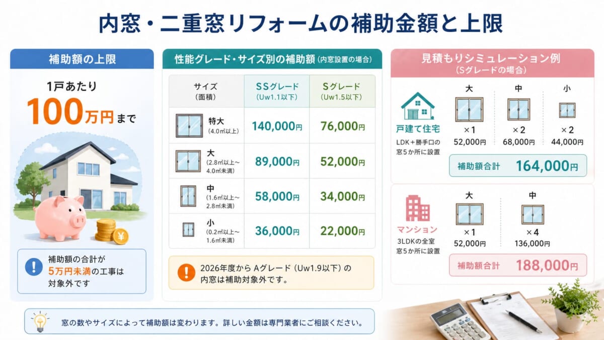 いくら貰える？内窓・二重窓リフォームの補助金額と上限