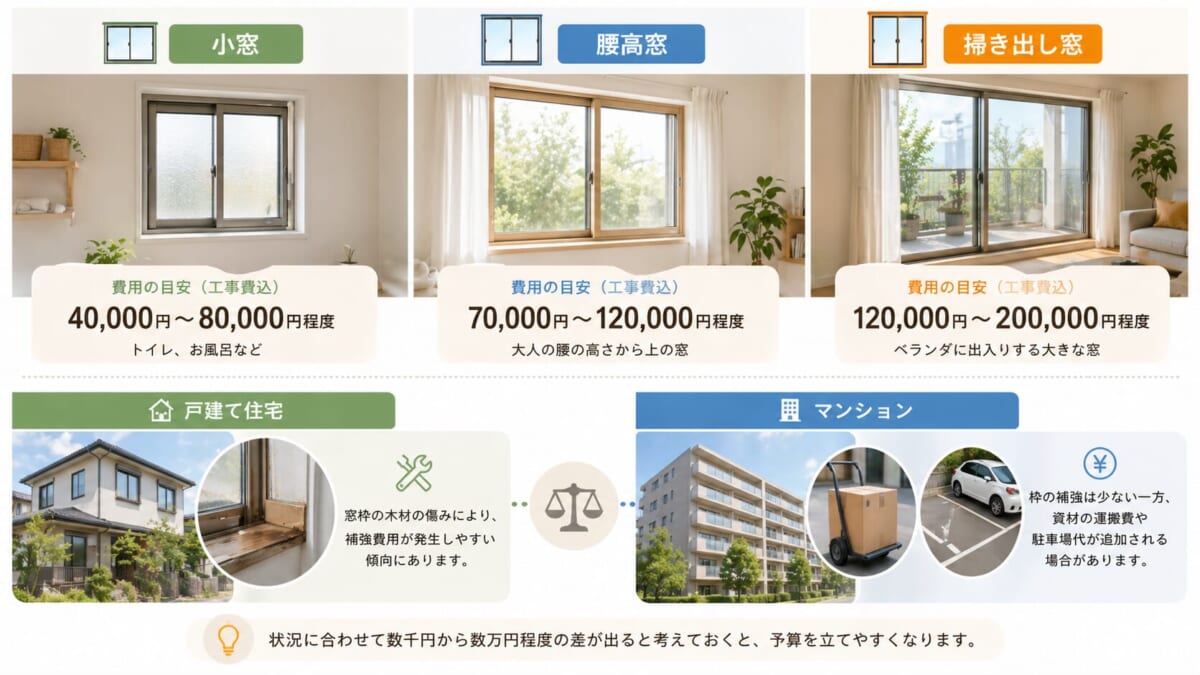 内窓リフォームにかかる費用相場