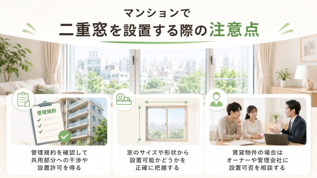 マンションで二重窓を設置する際の注意点