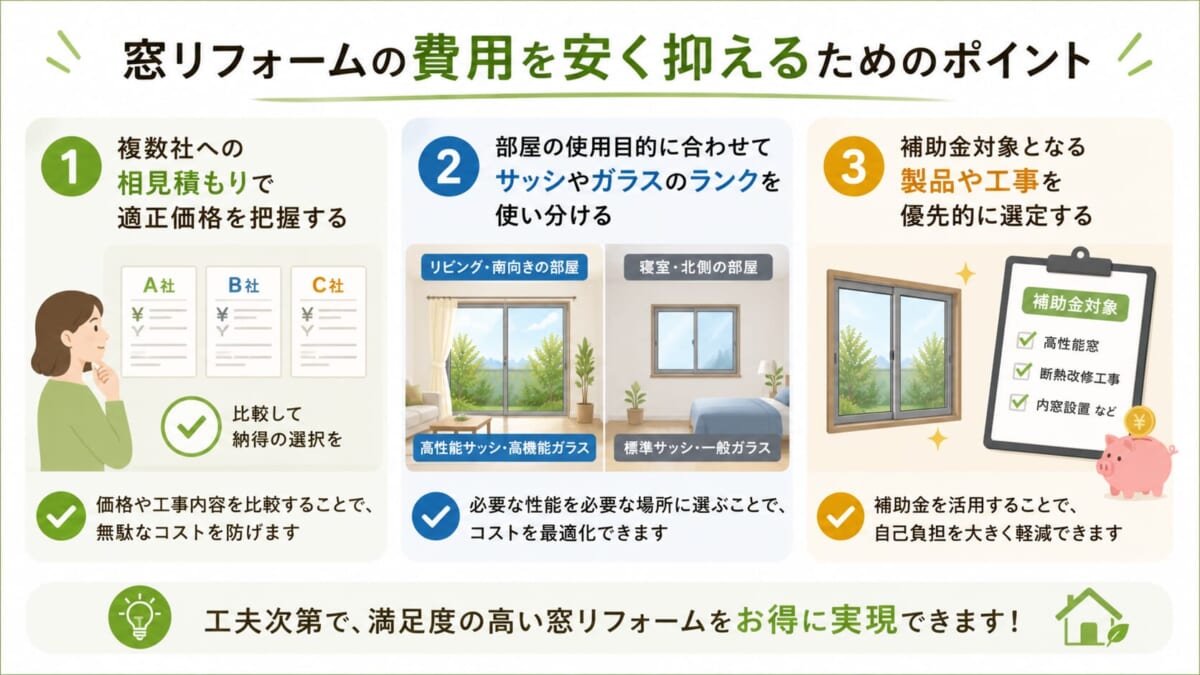 窓リフォームの費用を安く抑えるためのポイント