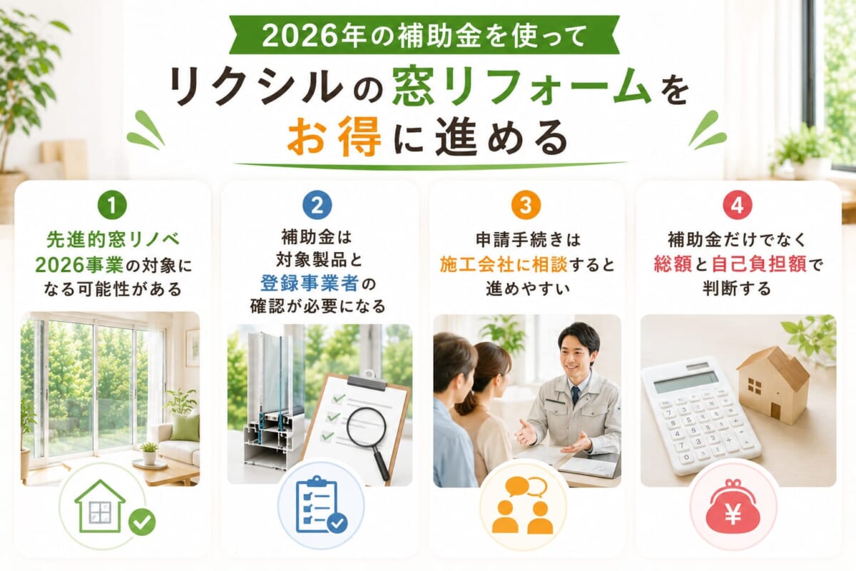 2026年の補助金を使ってリクシルの窓リフォームをお得に進める