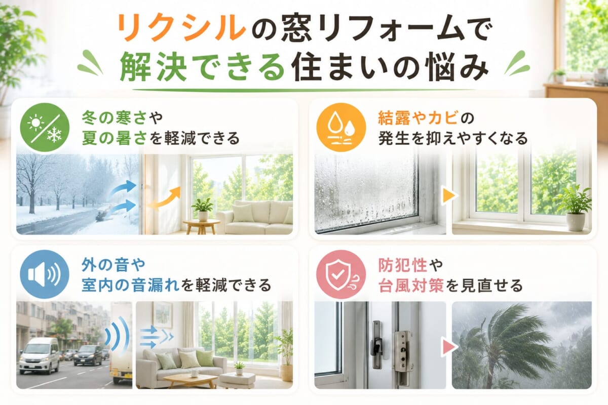 リクシルの窓リフォームで解決できる住まいの悩み