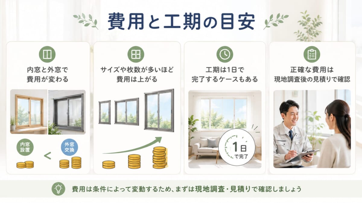 リクシルの窓リフォームにかかる費用と工期の目安