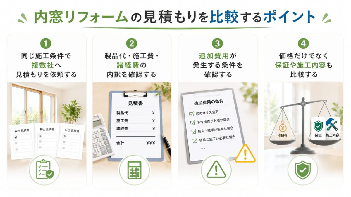 内窓リフォームの見積もりを比較するポイント