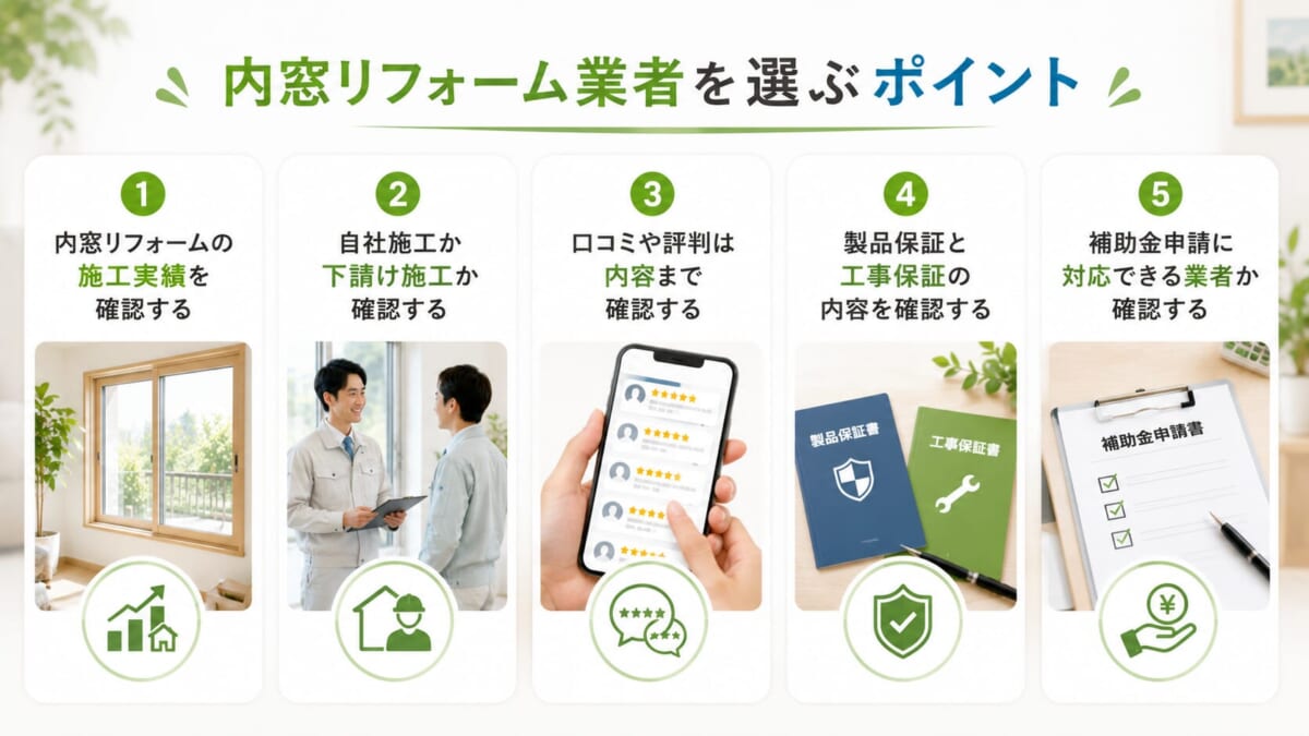 内窓リフォーム業者を選ぶ際のポイント