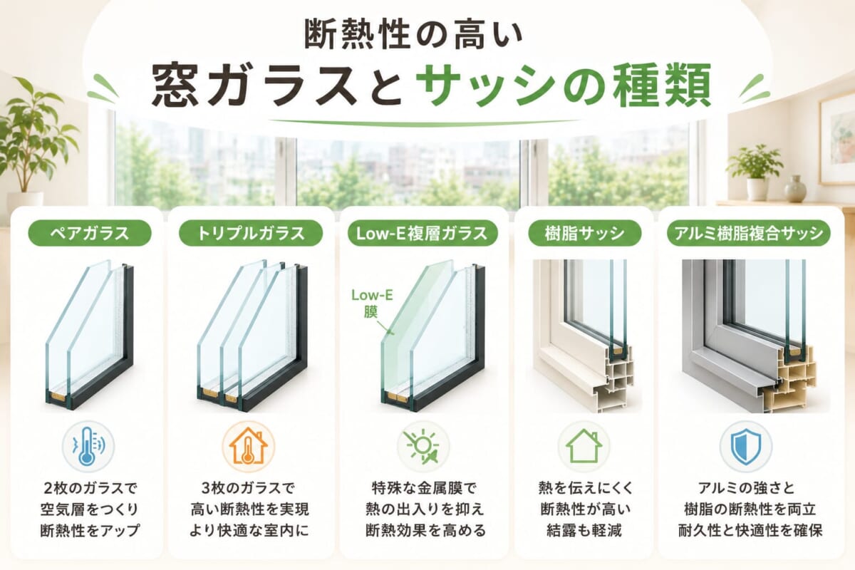 断熱性の高い窓ガラスとサッシの種類