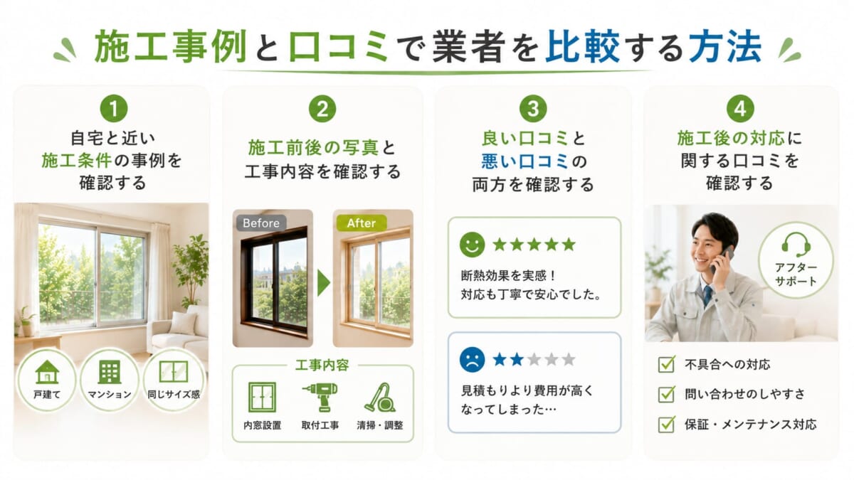 施工事例と口コミで業者を比較する方法