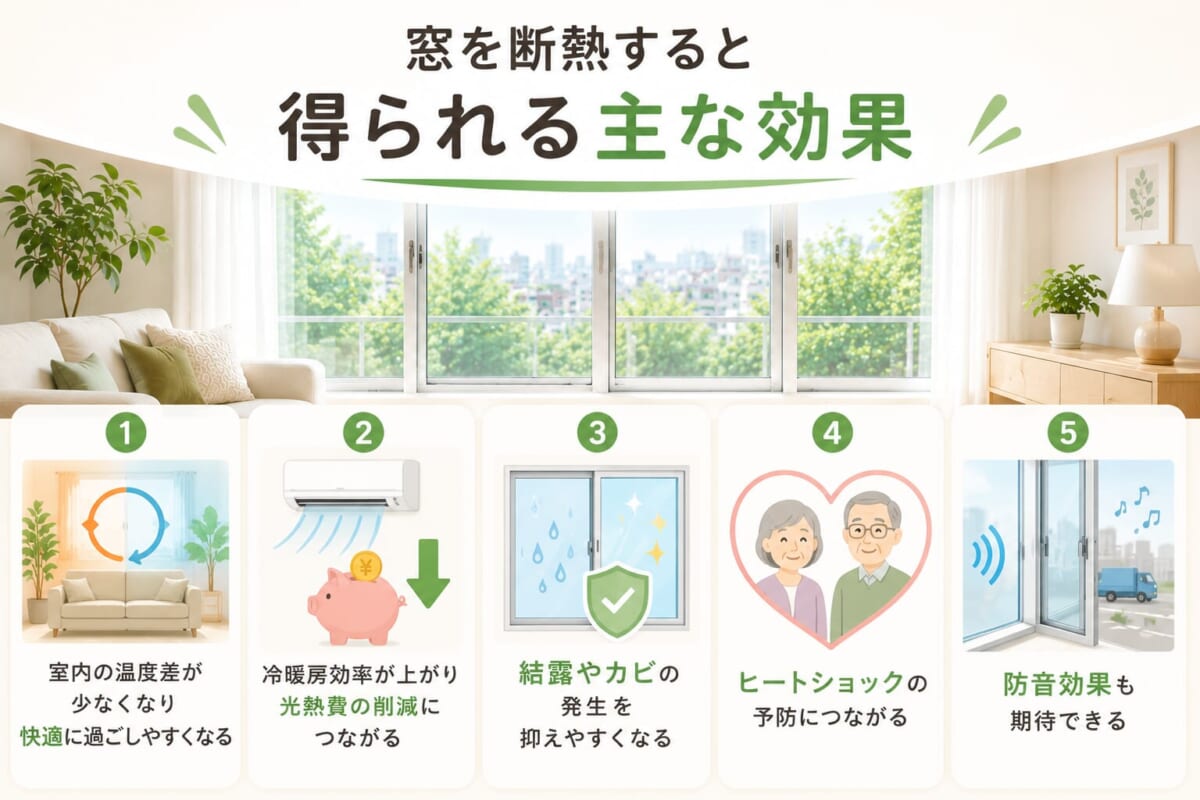 窓を断熱すると得られる主な効果
