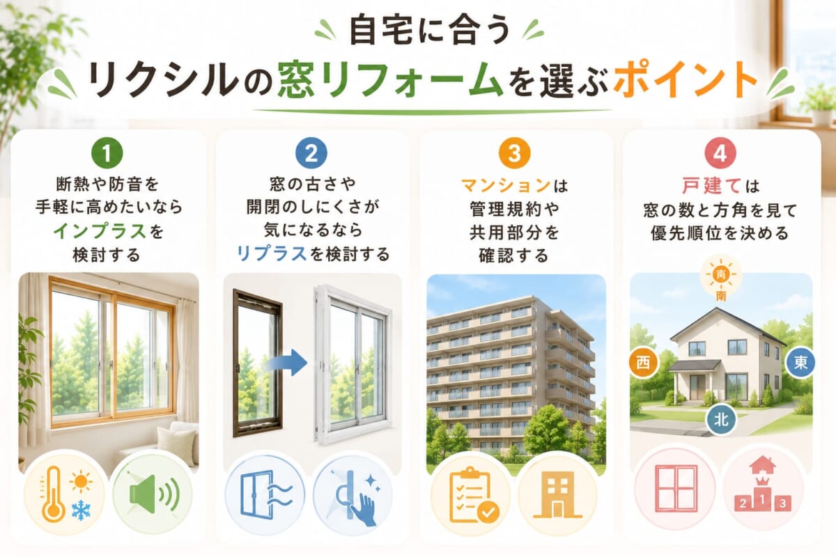 自宅に合うリクシルの窓リフォームを選ぶポイント