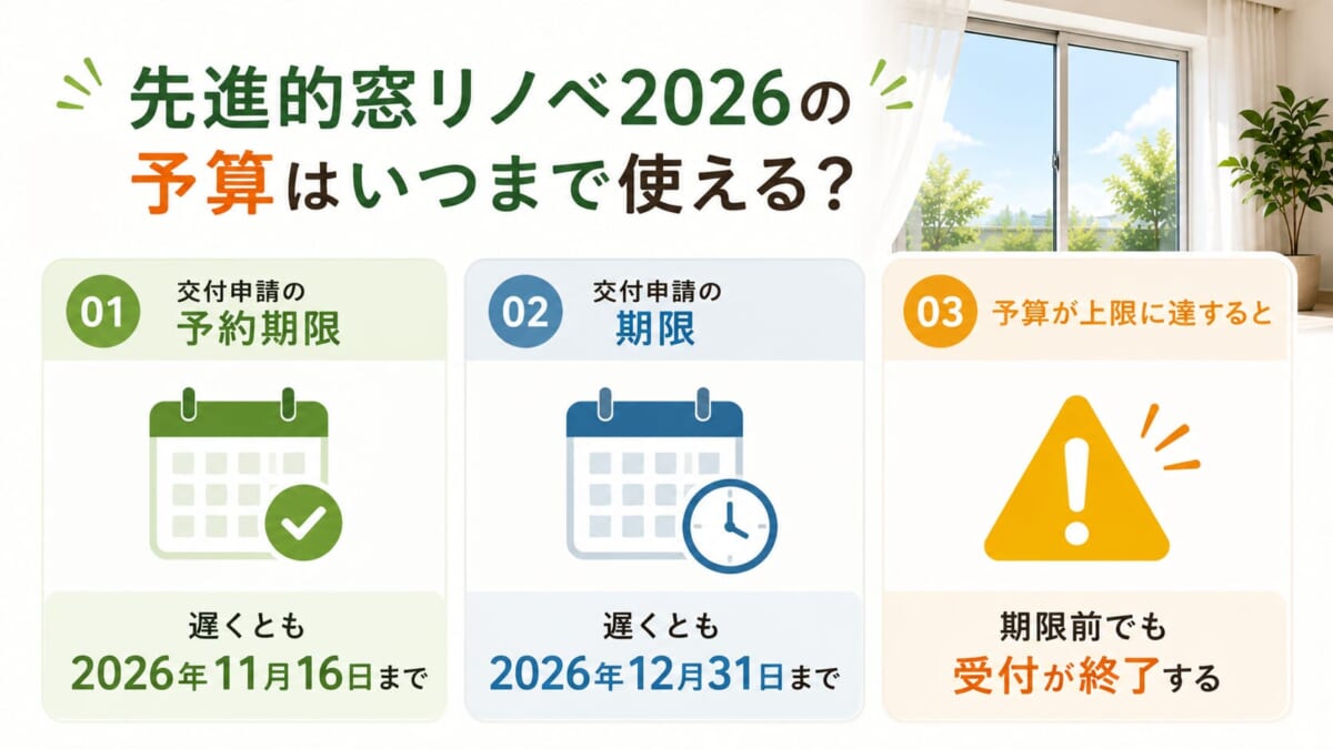 先進的窓リノベ2026の予算はいつまで使える？