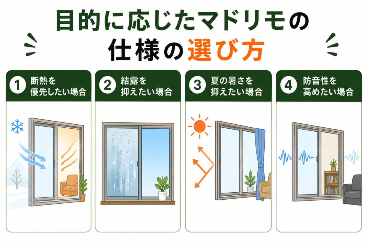 目的に応じたマドリモの仕様の選び方