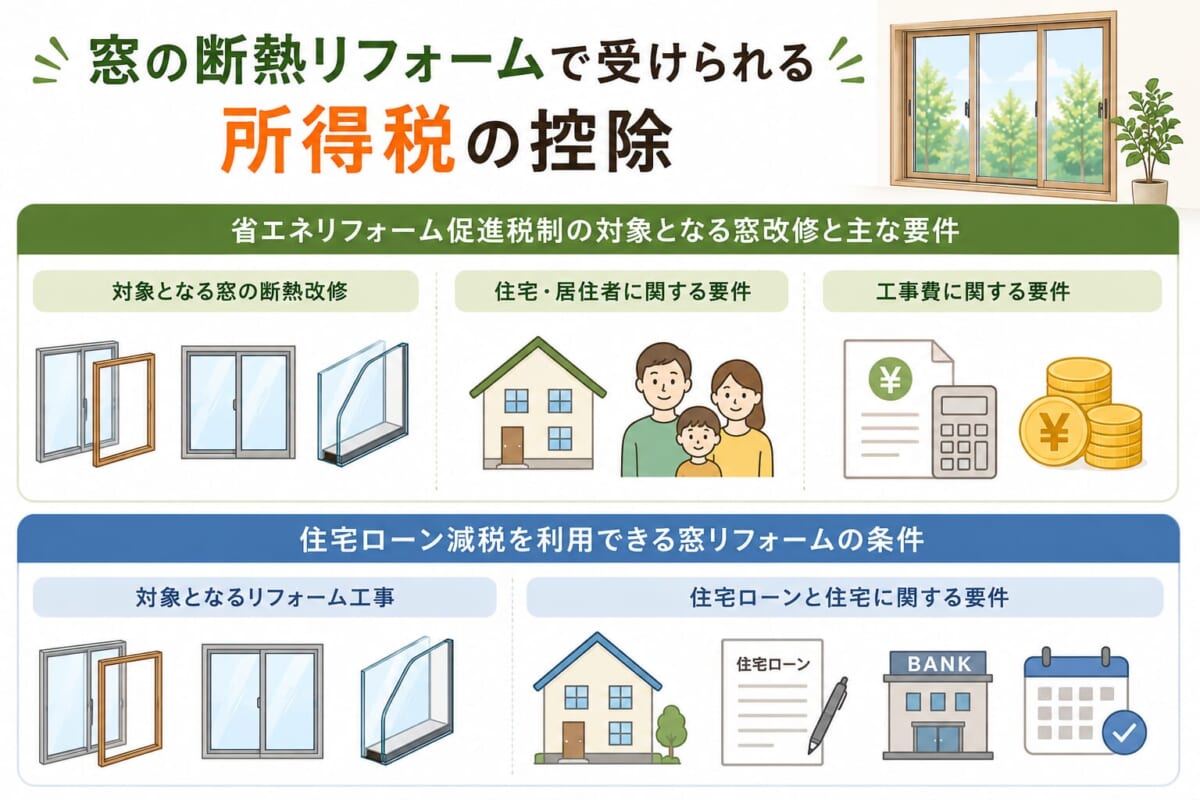 窓の断熱リフォームで受けられる所得税の控除