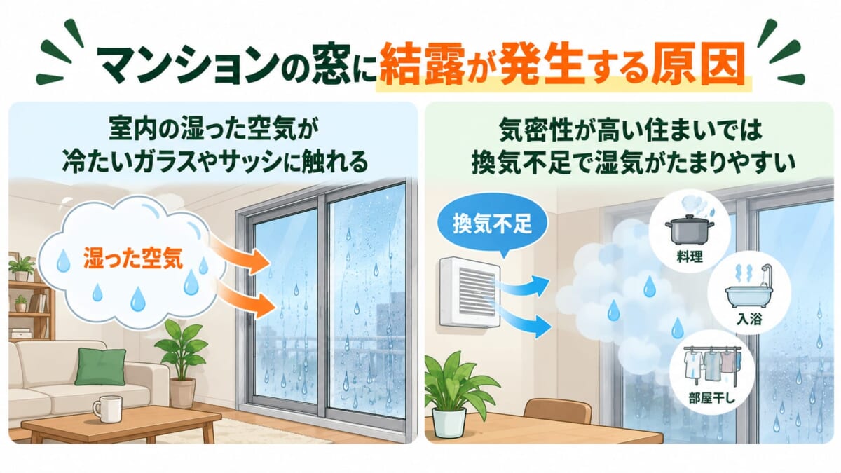 マンションの窓に結露が発生する原因