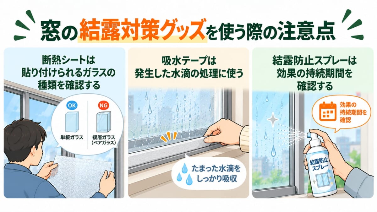 窓の結露対策グッズを使う際の注意点