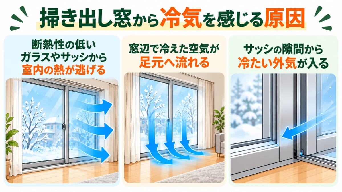 掃き出し窓から冷気を感じる原因